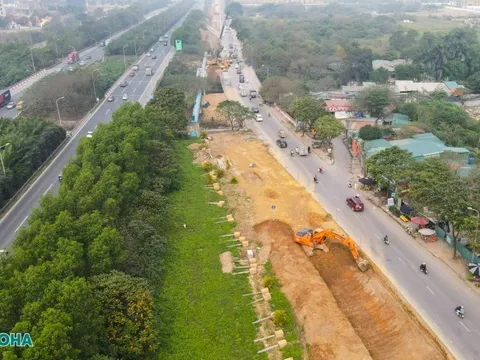 Cận cảnh Đại lộ 'khủng' nhất Thủ đô được mở rộng, chống ngập - 3km tốn 163 tỷ đồng