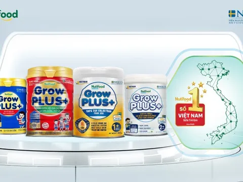 Nutifood GrowPLUS+ liên tiếp giữ vị thế sữa trẻ em hàng đầu tại Việt Nam