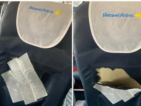 Ghế của một trong ba tàu bay tuổi trung bình dưới 6 năm của Vietravel Airlines rách tả tơi