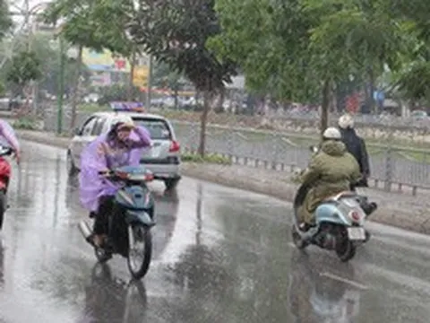 Gió mùa Đông Bắc gây mưa rào ở Bắc Bộ
