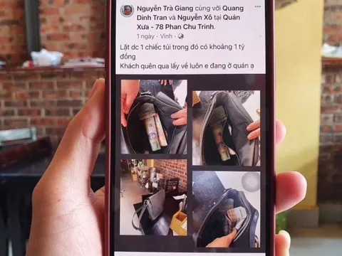 Chủ quán ăn lên mạng tìm khách quên chiếc túi có gần 1 tỷ đồng