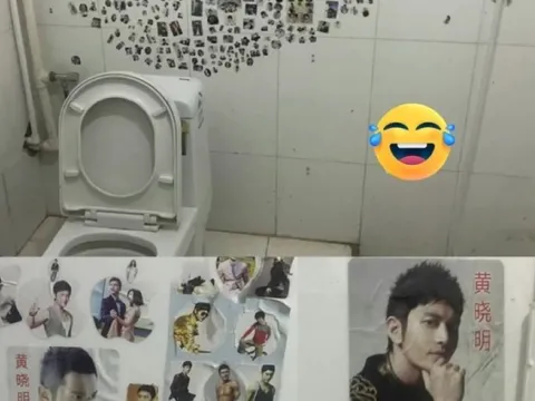 Quá hâm mộ Huỳnh Hiểu Minh, fan cuồng dán ảnh thần tượng khắp toilet