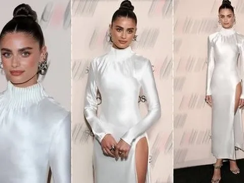 "Thiên thần" nội y Taylor Hill hút mắt với đầm xẻ táo bạo