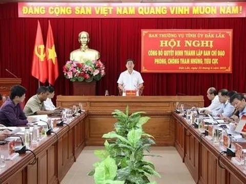Đắk Lắk: Thành lập ban chỉ đạo phòng, chống tham nhũng, tiêu cực