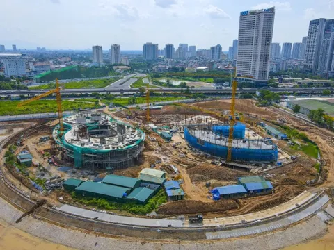 Cung Thiếu nhi gần 1.400 tỉ đồng ở Hà Nội dần thành hình sau 7 tháng thi công