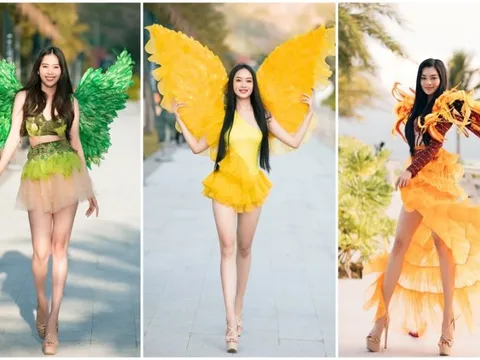 Dàn thí sinh Miss World Vietnam diện trang phục carnival rực rỡ trên đường phố Quy Nhơn