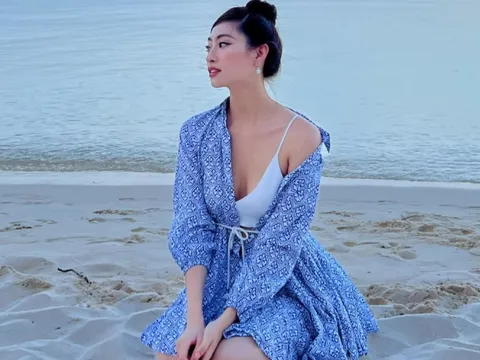 Hoa hậu Lương Thùy Linh khoe sắc vóc quyến rũ trên bãi biển