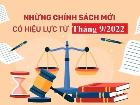 Những chính sách mới nổi bật có hiệu lực từ tháng 9/2022