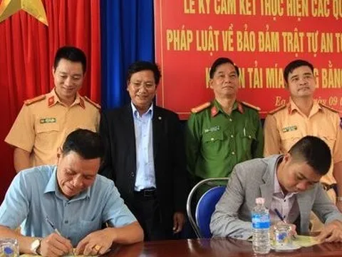 Các đơn vị hoạt động vận tải mía ký cam kết không chở hàng quá khổ quá tải