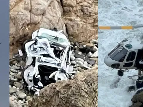 Một gia đình 4 người sống sót kỳ diệu khi xe Tesla lao xuống vách núi ở độ cao hơn 70m