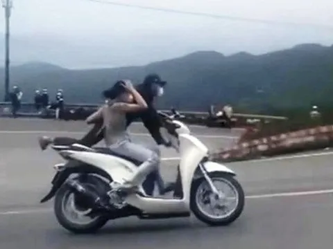 Cặp đôi chạy xe SH "làm xiếc" trên đèo Hải Vân bị xử lý như thế nào?