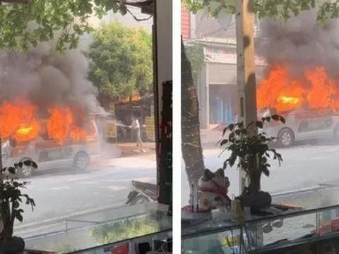 Xe cứu thương bốc cháy dữ dội, 1 sản phụ bị bỏng nặng