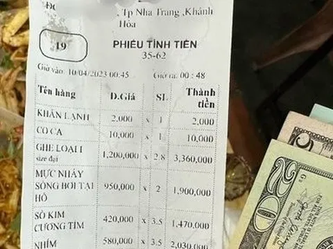 Tp.Nha Trang: Kiểm tra nhà hàng tính 3 khách ăn 11,8kg hải sản giá 8,7 triệu đồng