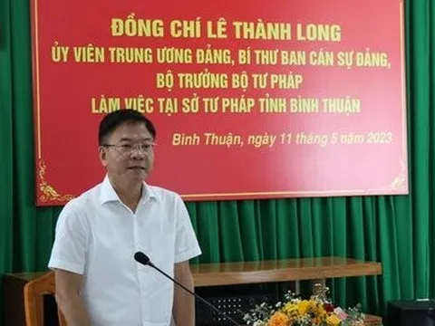 Bộ trưởng Bộ Tư pháp Lê Thành Long thăm và làm việc tại Bình Thuận