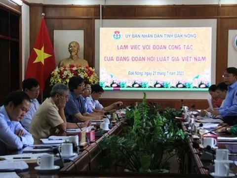 Đảng đoàn Hội Luật gia Việt Nam làm việc tại tỉnh Đắk Nông: Quan tâm, củng cố kiện toàn tổ chức của Hội Luật gia tỉnh