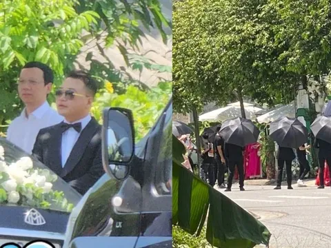 Shark Bình dùng Maybach mang sính lễ qua nhà Phương Oanh, vệ sĩ bung ô che chắn kỹ lưỡng ở đám hỏi