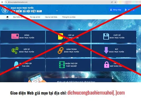Cảnh báo xuất hiện trang web giả mạo BHXH Việt Nam