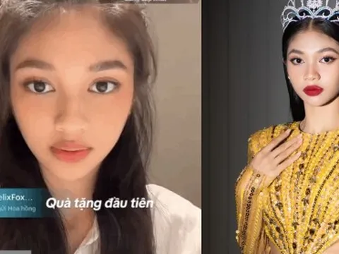 Á hậu Minh Kiên giật mình và vội lên tiếng vì gặp sự cố trang phục trên sóng livestream