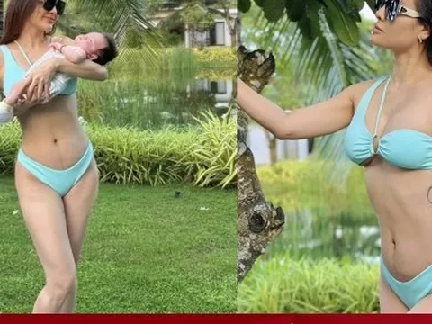 Sinh con hơn 1 tháng, Phương Trinh Jolie tự tin diện bikini khoe bụng phẳng lỳ