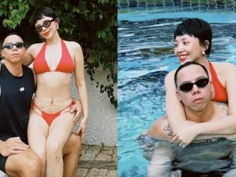 Tóc Tiên diện bikini "cực cháy" khoe body mướt mắt, biểu cảm của Touliver bên bà xã gây chú ý