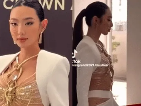 Diện váy cắt xẻ táo bạo, Hoa hậu Thuỳ Tiên bất ngờ để lộ vòng 2 kém thon gọn?