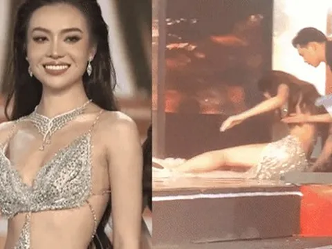 Hi hữu ở Miss Grand Vietnam 2023: "Tấm" Thùy Vi khóc vì bị loại sớm rồi vấp ngã khi có tên ở top 10