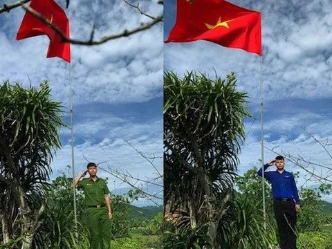 Nghệ An: Thượng cờ trên đỉnh Lèn Vũ dịp Quốc khánh 2/9
