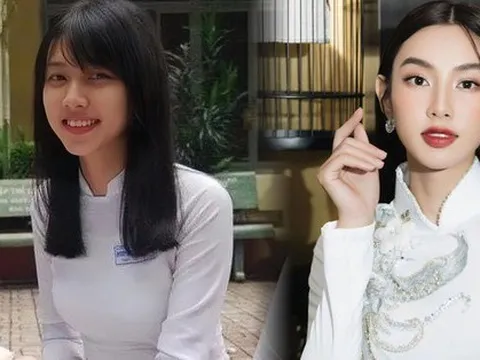 Bất ngờ với hình ảnh diện áo dài hồi cấp 3 của Hoa hậu Nguyễn Thúc Thùy Tiên, nhan sắc cực khác hiện tại