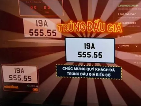 Lộ diện người trúng đấu giá biển số 19A - 555.55 giá 2,69 tỉ đồng