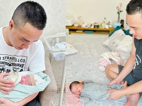 MC "Chúng tôi là chiến sĩ" khoe con gái ngoan ngoãn, ông xã nuông chiều làm mọi việc từ ru con đến thay bỉm