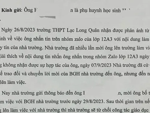 Vụ bố phản ánh, con bị "từ chối giáo dục": Trường nói chỉ “doạ” để phụ huynh lên làm việc