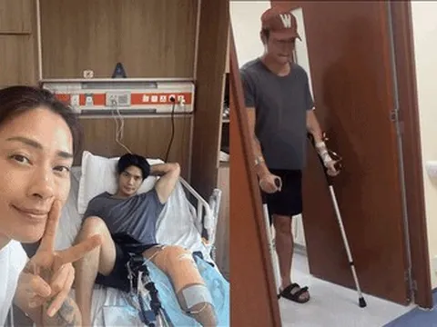 Chồng Ngô Thanh Vân gây lo lắng vì khoảnh khắc chống nạng tập đi, tình hình sức khỏe hiện ra sao?