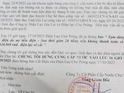 Gia Lai: Công ty nước nợ tiền điện, cả huyện sẽ bị cắt nước