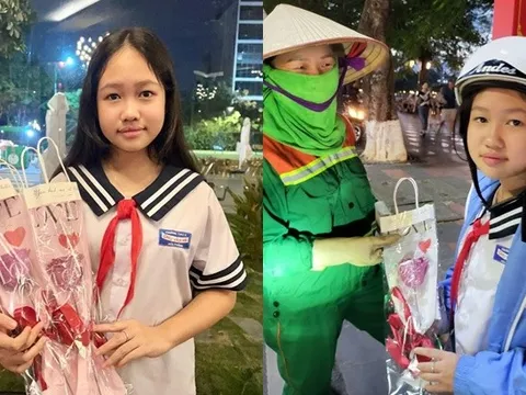 MC, Mẫu nhí Gia Hân trích tiền mừng tuổi, tự tay làm hoa tặng các cô lao công nhân dịp 20/10
