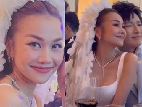 Thanh Hằng khoe visual xịn khi thay váy cưới thứ 2 vào lễ đường, cận vòng kim cương gây chú ý
