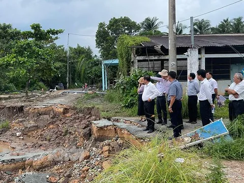 Bến Tre công bố tình huống khẩn cấp sạt lở bờ sông Giao Hòa