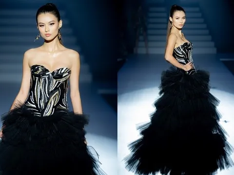 Cao Thiên Trang catwalk ấn tượng trong đêm Fashion show Hoa hậu Hoàn vũ 2023