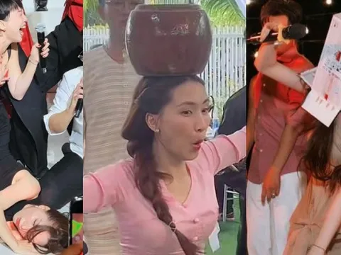 "Cơ trưởng" Hoà Minzy hết mình tại đám cưới Gin - Puka: Từ múa lu, nhảy ke đầu đến đội thùng bia đủ cả