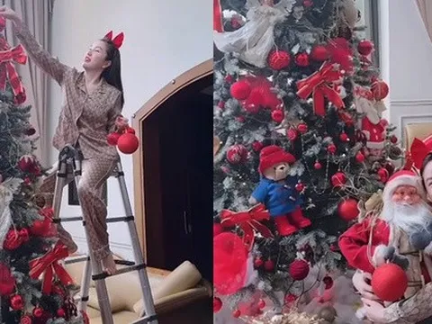 Bảo Thy "flex" không gian Giáng sinh "lóa mắt" trong biệt thự triệu đô: Cây thông Noel cao 3 mét, đồ trang trí nhập từ nước ngoài về