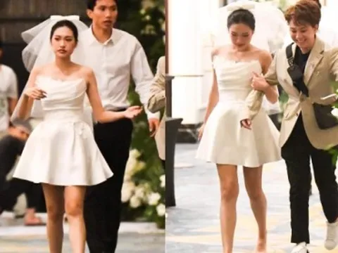 Doãn Hải My rời tiệc cưới bằng chân đất, được Đoàn Văn Hậu, Bảo Hân "hộ tống"