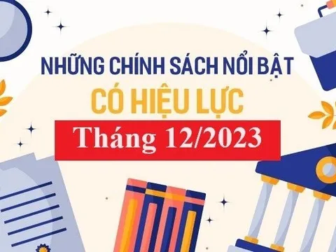 Những chính sách mới nổi bật có hiệu lực tháng 12/2023