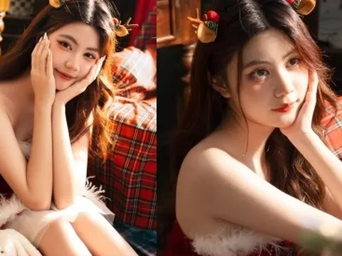 Con gái út nhà MC Quyền Linh khoe vai trần nõn nà đón Giáng Sinh