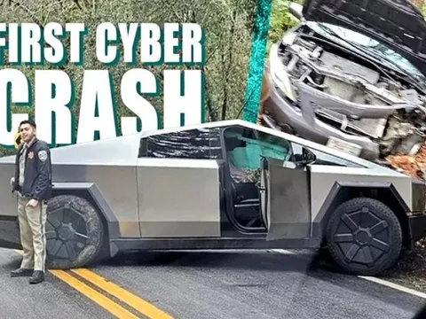 Đây là chiếc Tesla Cybertruck đầu tiên trên thế giới gặp tai nạn