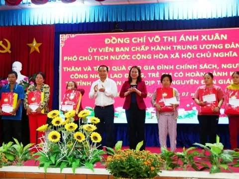 Phó Chủ tịch nước Võ Thị Ánh Xuân thăm, tặng quà Tết tại tỉnh Long An