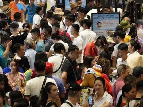 Xếp hàng từ sáng sớm mua vé tham quan vịnh Hạ Long