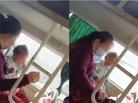 Đoạn clip trên xe khách gây phẫn nộ: Em bé khoảng 2 tuổi khóc thét vì bị người phụ nữ tát đôm đốp vào mặt