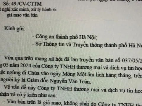 Thật, giả văn bản của một công ty tuyên bố ngừng vào chùa cúng dường