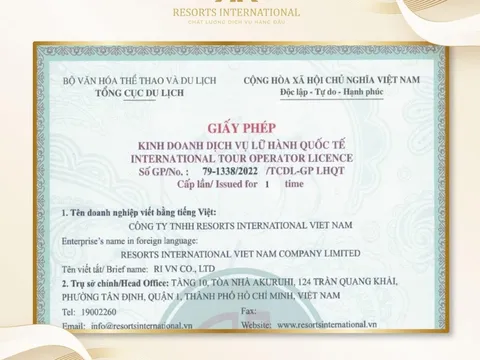Resorts International được cấp đầy đủ giấy phép Lữ Hành